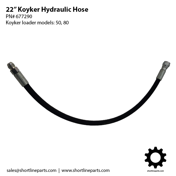 22-inch Hydraulic Hose for Koyker 50 and 80 Loader Cylinders - PN# 677290