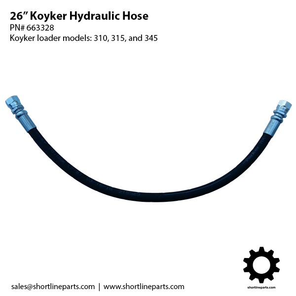 Koyker Part Number 663328 - 26" Hydraulic Hose for Koyker Loader Models 310