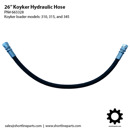 Koyker Part Number 663328 - 26" Hydraulic Hose for Koyker Loader Models 310