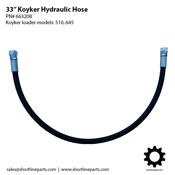 Koyker Part Number 663208 - 33" Koyker Loader Hydraulic Hose - Loader Models 510 and 645