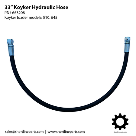 Koyker Part Number 663208 - 33" Koyker Loader Hydraulic Hose - Loader Models 510 and 645
