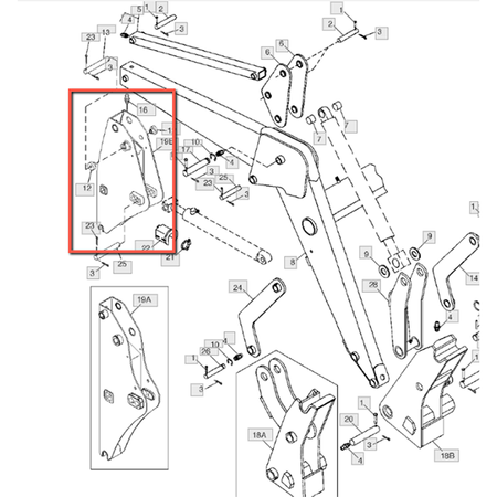 LH Mast for John Deere 640 SL Loader - Replaces AW33973