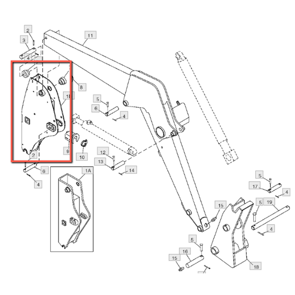 Right Hand Upright Mast for John Deere 640 NSL Loader