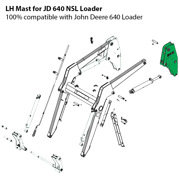 Left Hand Mast Upright for John Deere 640 Loader without Self-Leveling