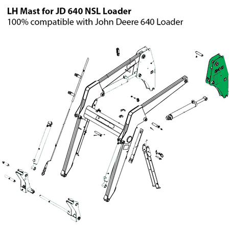 Left Hand Mast Upright for John Deere 640 Loader without Self-Leveling