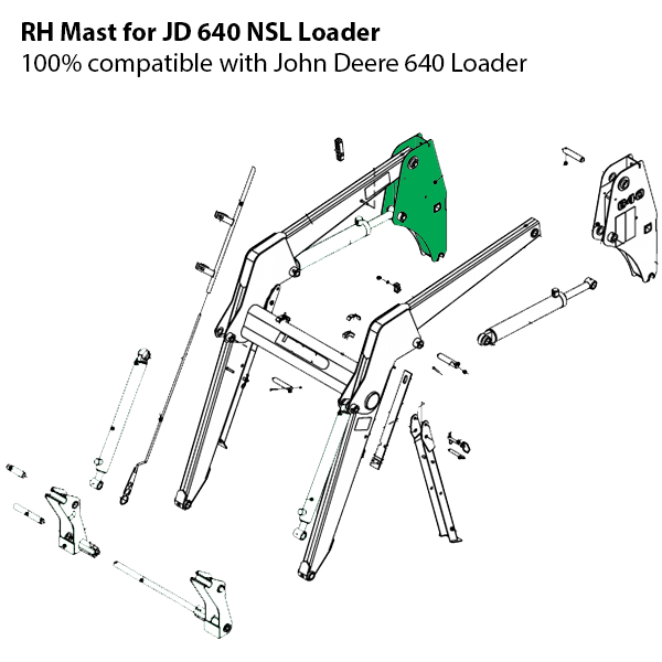 Right Hand Upright Mast for John Deere 640 NSL Loader