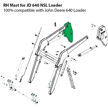 Right Hand Upright Mast for John Deere 640 NSL Loader
