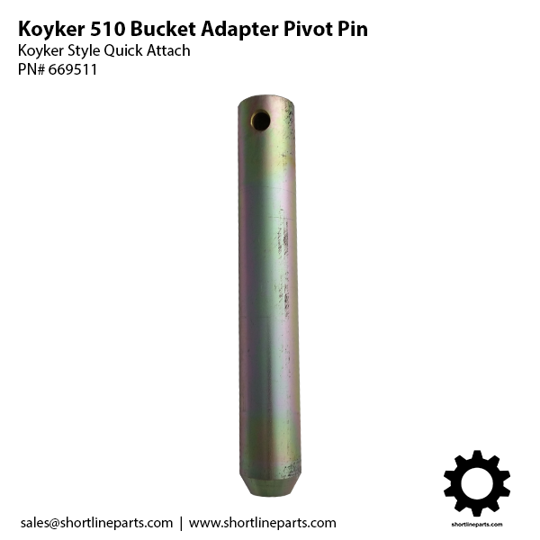 Pivot Pin for Koyker 510 Loader Bucket Adapter Plate - PN# 669511