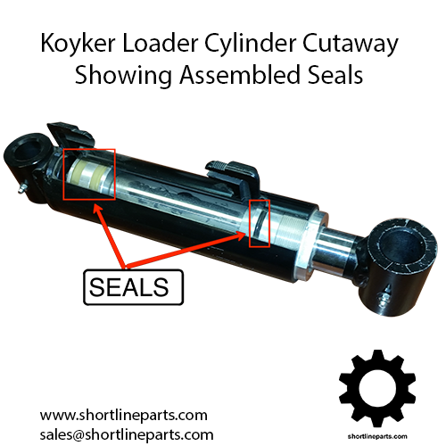 Koyker Cylinder Cutaway Showing Assembled Seal Kits